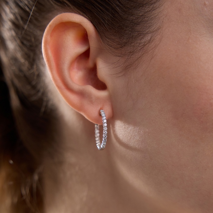1 ctw Round Lab Grown Diamond Inside Out Hoop Earrings